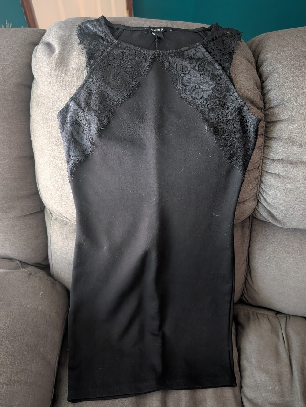 Forever 21 Black Lace Trim Dress
